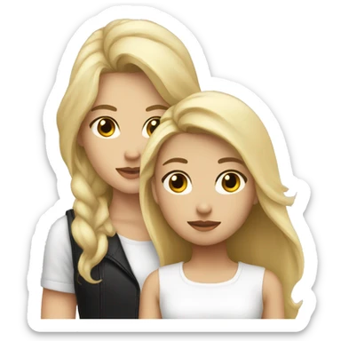 blonde hair girl wearing black kissing brown hair girl wearing a white vest  sticker