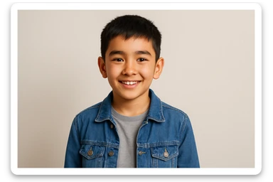 menga 10 11 yoshli bolani tasvirlab ber orqa fonda hech qanday narsa bo'lmasin va u bola o'zbek bo'lsin hech qanday milliy liboslarsiz sticker