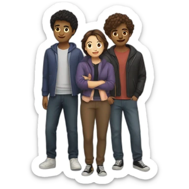 drama team with Agathe, Tung, Harry, and Clement sticker