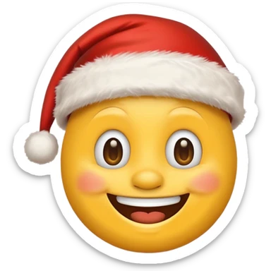 Smiling emoji with santa hat on sticker