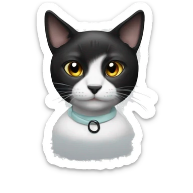 black and white cat with the letter m on its forehead sticker