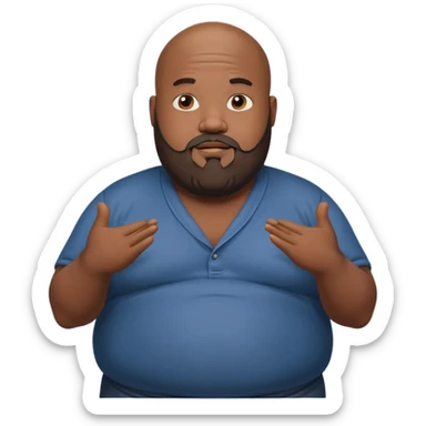 Fat black bald guy with beard shrugging sticker