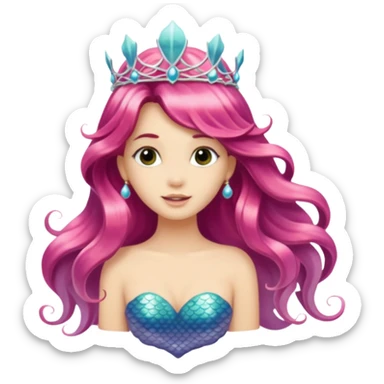 Mermaid with Shell Crown – Long flowing hair, shell tiar sticker