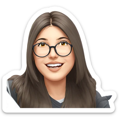 smiling girl with glasses sticker