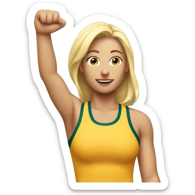 blonde woman in sport top raising her hand sticker