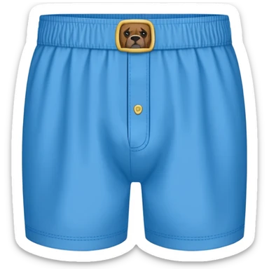 blue boxer shorts, with waistband detail sticker