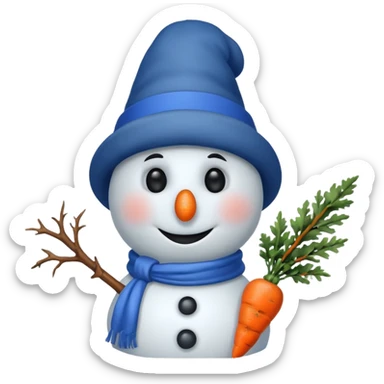 snowman wearing blue hat sticker