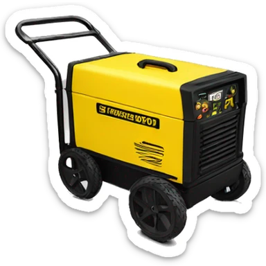 Portable Champion generator 9000 ,yellow with black cage and has 2 wheels sticker