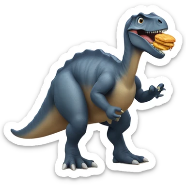 Dominican dinosaur eating chicken Nuggets sticker