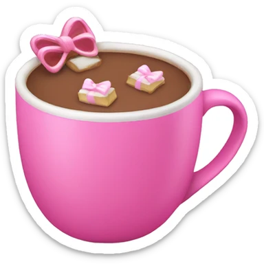 Hot cocoa in pink cup decorated with pink bows sticker