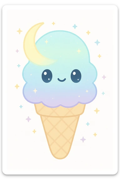 moonbeam ice cream, dreamy, glowing, whimsical, soft pastel colors sticker
