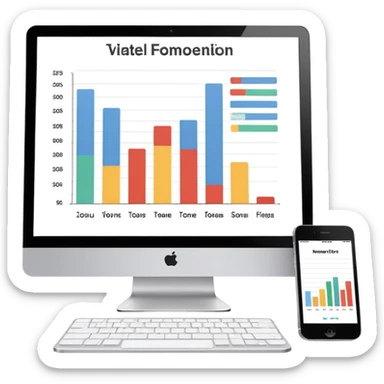 computer screen displaying a single presentation slide with a title line and a chart  sticker