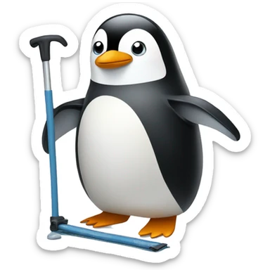 a penguin with crutches  sticker