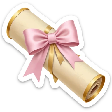 rolled up diploma tied with a light pink bow sticker