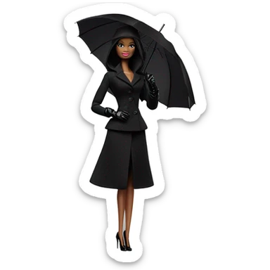 Stunning in the Spotlight Barbie, teen Enid Sinclair ,showing off, show full body,accessories  gloves funeral veil covering face umbrella  sticker
