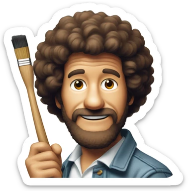 Bob ross holding a paint brush sticker