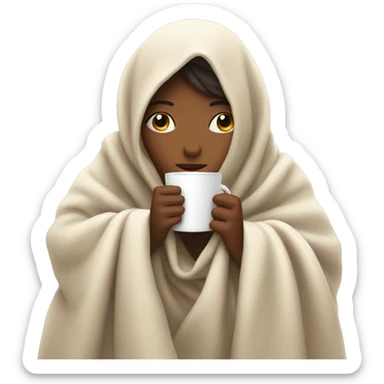 girl inside a blanket sipping coffee eyes closed sticker