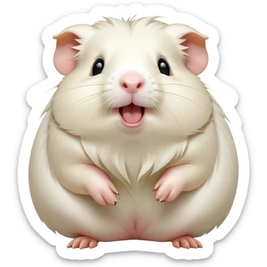 Cinematic Cute Yawning White Guinea Pig Portrait Emoji, Head tilted slightly with a dramatic, wide-open yawn, revealing a soft, downy white coat with tiny drooping ears, round dark eyes barely open in drowsy contentment, Simplified yet irresistibly adorable features, highly detailed, glowing with a soft, cozy glow, high shine, relaxed yet expressive, stylized with a touch of whimsy, bright and endearing, soft glowing outline, capturing the essence of a sleepy yet affectionate guinea pig, so drowsy it feels like it could stretch right out of the screen and curl up for a nap! sticker