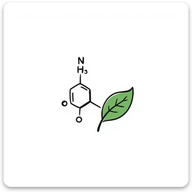 doodle style sketch of a molecule with a leaf accent representing cis-3-hexenol sticker