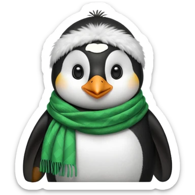 penguin with green scarf  sticker