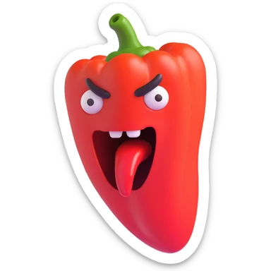 evil pepper with brain sticking out and screaming, no text sticker