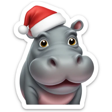 Hippo with a Santa hat  sticker
