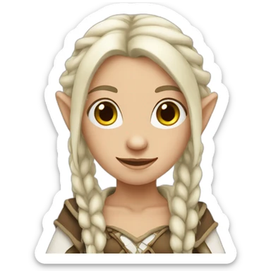 white elf girl with brown dreadlocks sticker