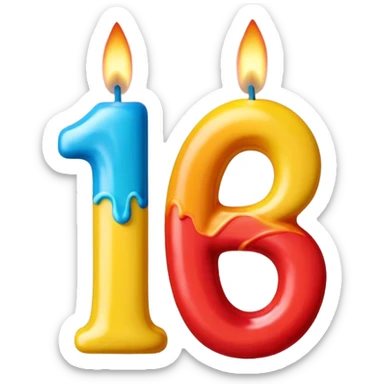 Birthday candles with the shape of the number 15 sticker