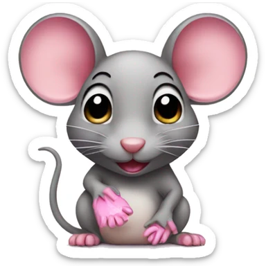 mouse with pink nails  sticker