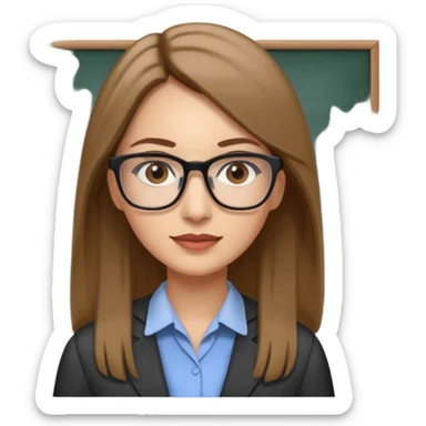 a woman in her 30´s, light skin with medium brown straight hair, long hair. Grey eyes, working as an teacher. No glasses sticker