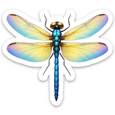 O libelula cu galben in mijloc si albastru pe varful aripilor sticker