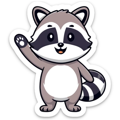 raccoon waving enthusiastically sticker