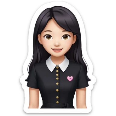 Jennie Kim from Blackpink, medium shot, wearing a stylish office dress sticker