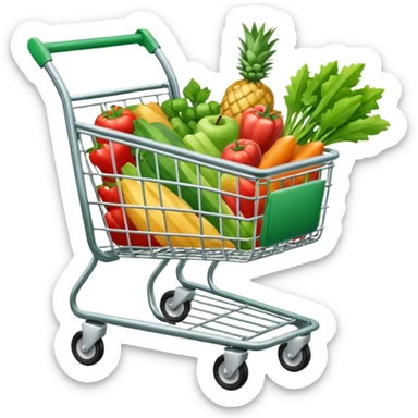 create shopping trolley emoji with green tone color sticker
