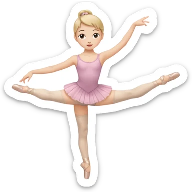 Una chica con vestuario de bailarina con las piernas flexionadas, el dedo índice en la boca, el tren superior inclinado hacia la izquierda y con la cadera proyectada hacia la izquierda sticker