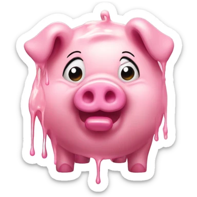 full body pink pig dripping with grease sticker