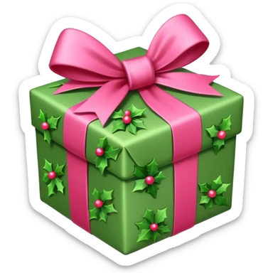christmas gift with mistletoe magic color and peppermint pink bow sticker