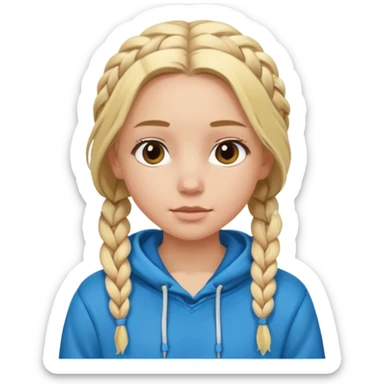 Blonde girl with braided hair wearing a hoodie sticker