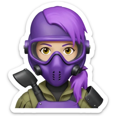 purple haired painitball player sticker