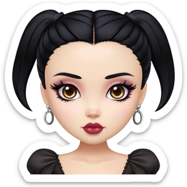 gothic pretty bratz baddie, black hair sticker