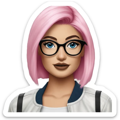 Photo Realistic kylie jenner stylish pink hair BLUE eyes and glasses elegant  sticker
