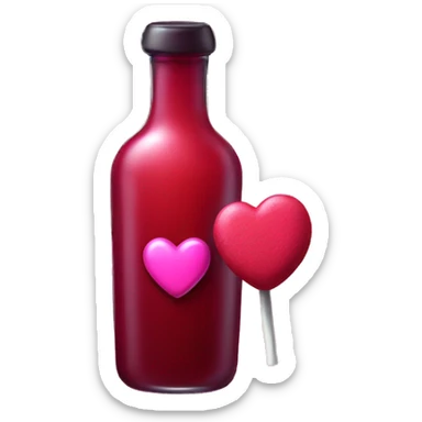 A red potion with a pink heart lollipop beside it sticker