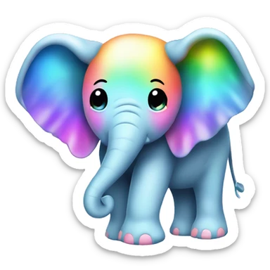 Kawaii bedazzled pastel neon rainbow elephant sticker
