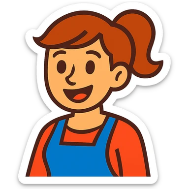 mom, cartoon style, smiling, friendly sticker