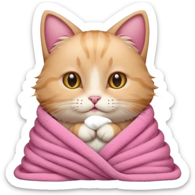 Кот в розовом полотенце sticker