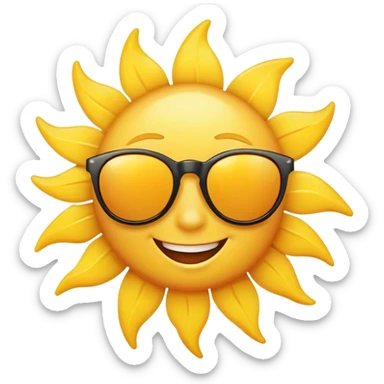 bright yellow sun with cool sunglasses and a cute smiling face sticker