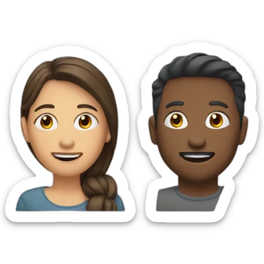 two people talking in a podcast show sticker