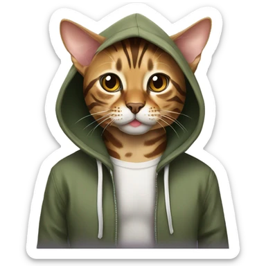 Bengal cat with hoodie sticker
