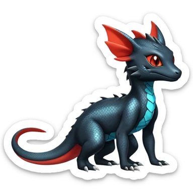 Shiny Salandit-Umbreon-Charmeleon-Fakémon-hybrid-creature (full body)  sticker