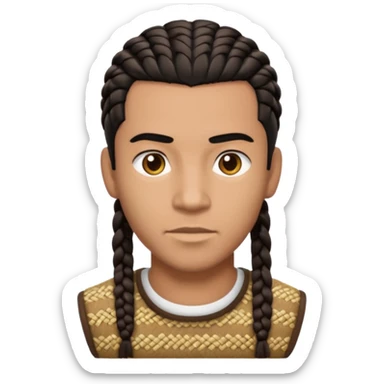 black haired male portrait with cornrows sticker